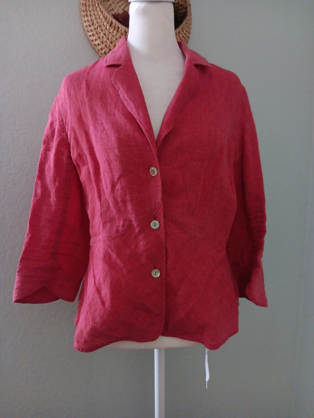 J. Jill Red Linen Button-Up Blazer